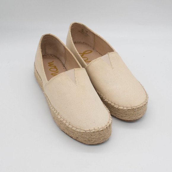 Sam Edelman Shoes - Sam Edelman Women's Charlene Ivory Canvas Slip On Platform Espadrille Shoes